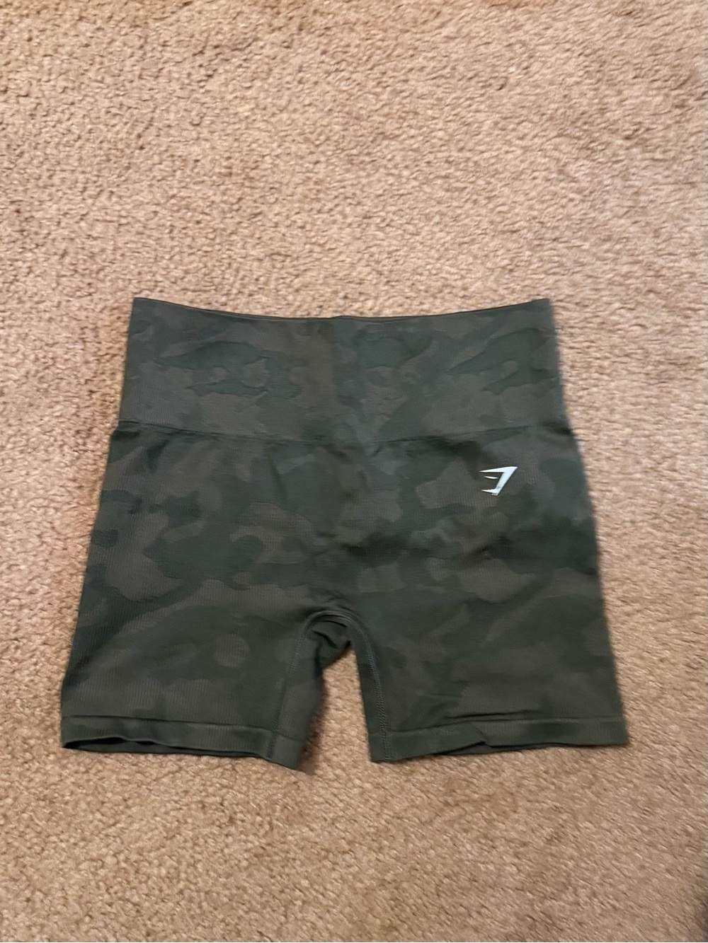 Gymshark Dark Green Camo High-Waist Bike Shorts